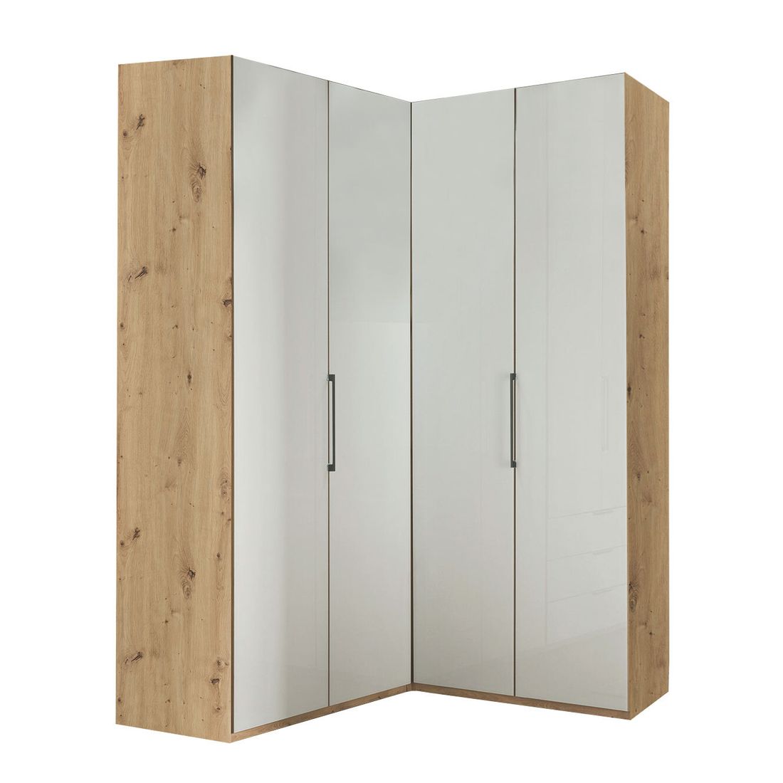 Eck-Kleiderschrank Estiva Eiche Dekor mit Glasfront