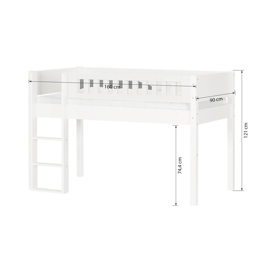 Mini-Hochbett Kids Town Design Buche teilmassiv mit Lattenrost