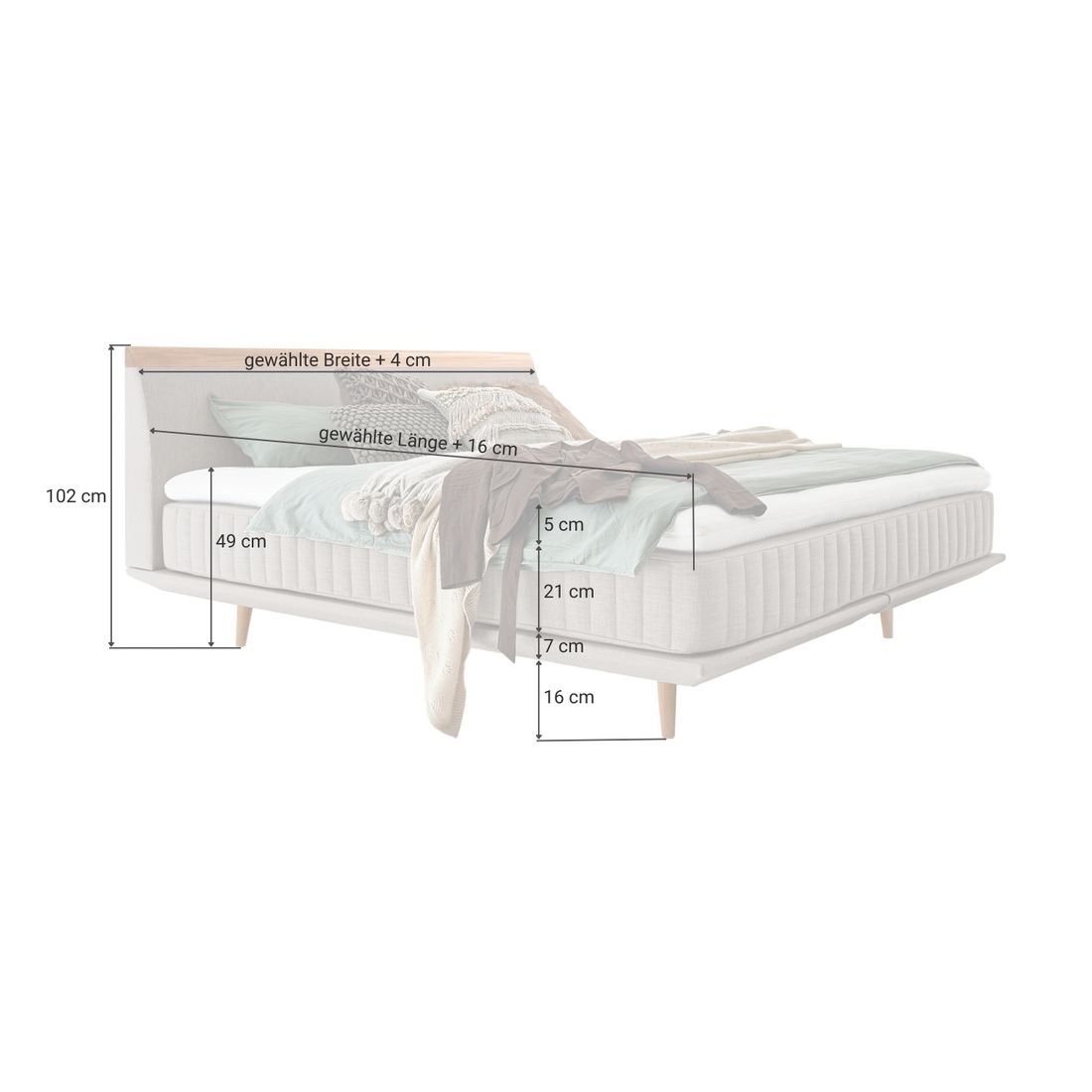 Boxspringbett Mavilla Eiche Webstoff