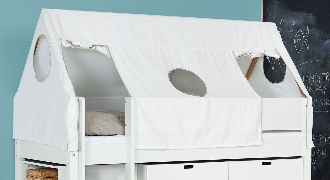 Mini-Hochbett Kids Town Tipi Buche teilmassiv mit Lattenrost und Stauraum