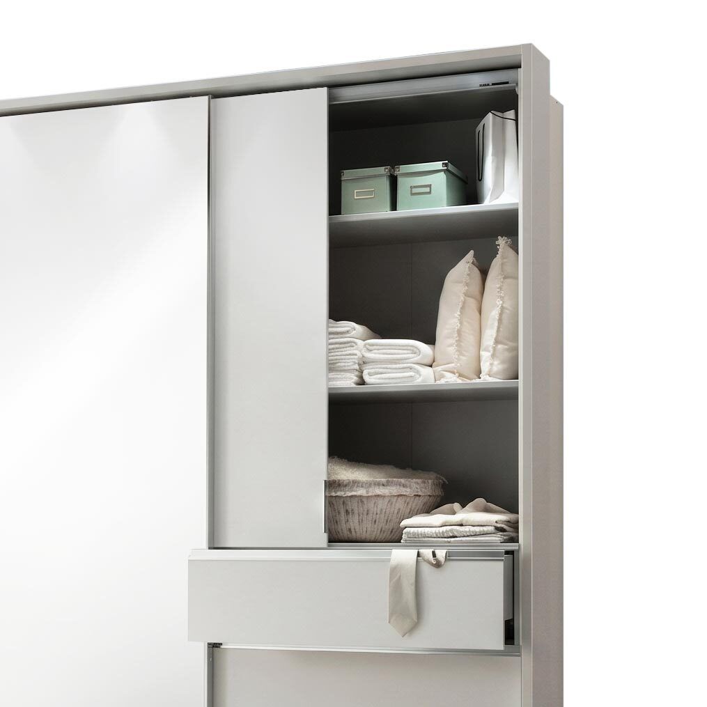 Schwebetüren-Kleiderschrank Tanaria mit Spiegel und Schubladen