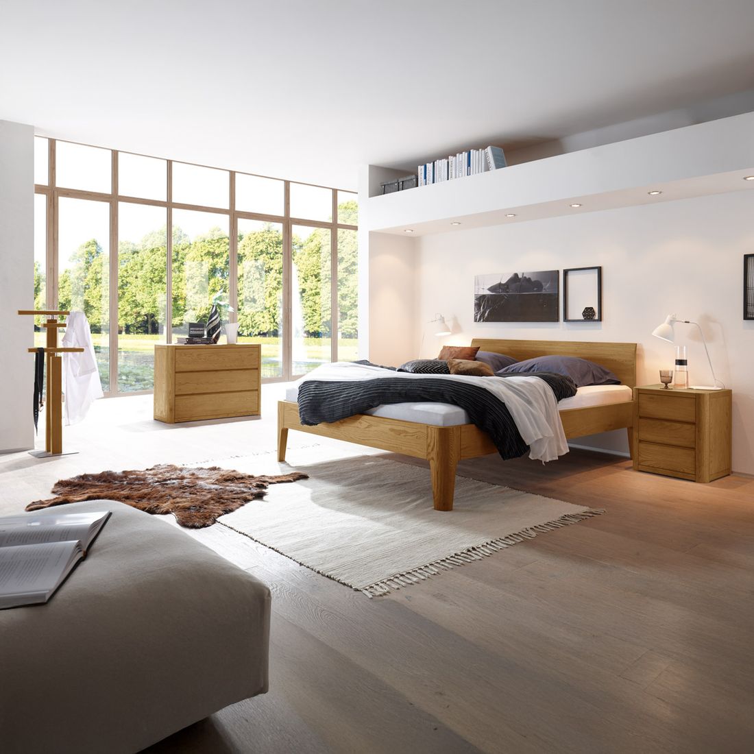 Doppelbett Ambato Eiche Massivholz