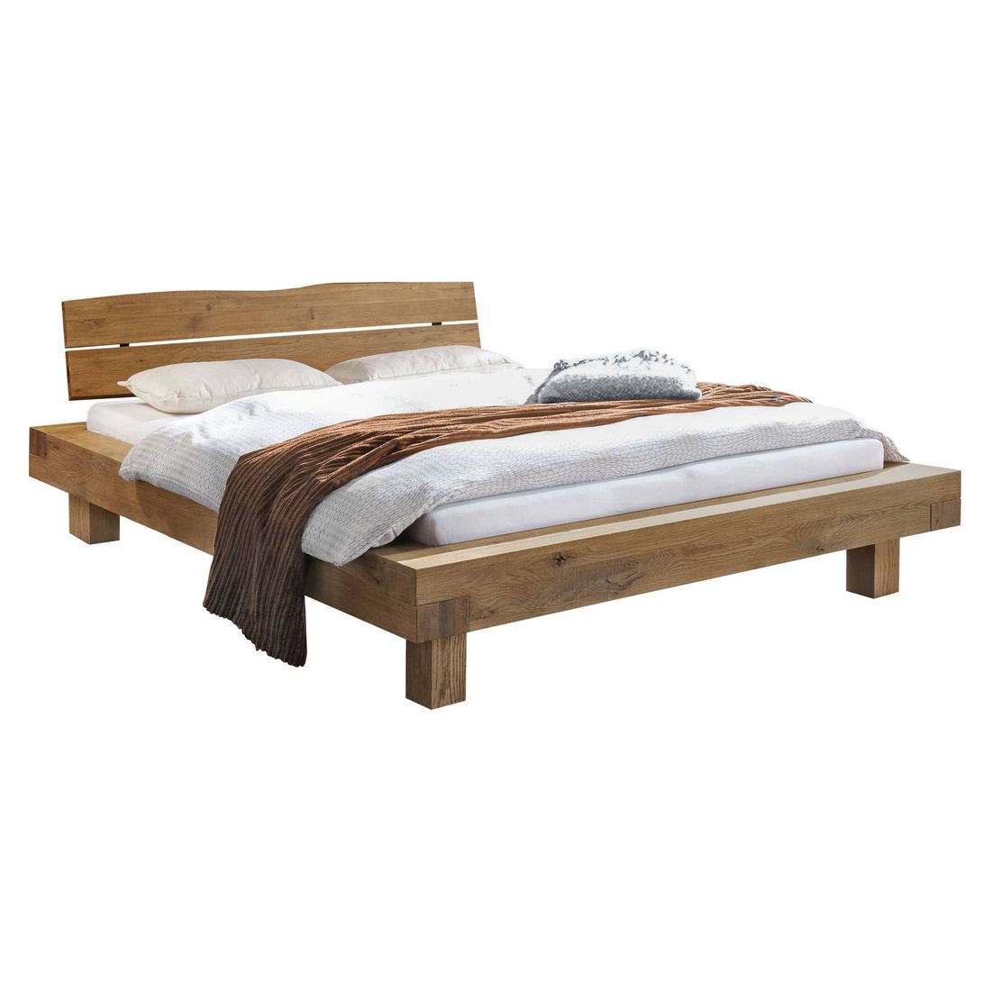 Balkenbett Trecera Wildeiche Massivholz