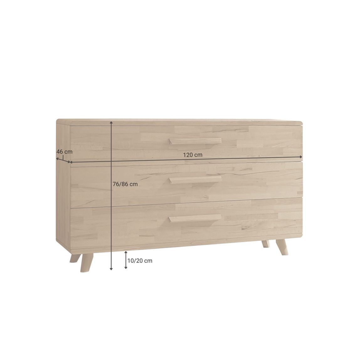 Kommode Minoa Kernbuche Massivholz mit Schubladen