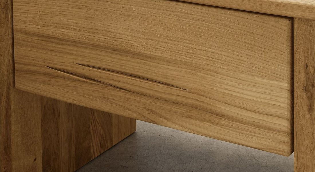 HOMELIV. Nachttisch Monapo Wildeiche Massivholz H 42cm