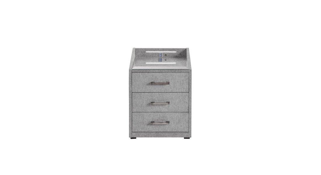 Polsternachttisch Cody Webstoff H 61cm mit LED-Beleuchtung und USB-Anschluss