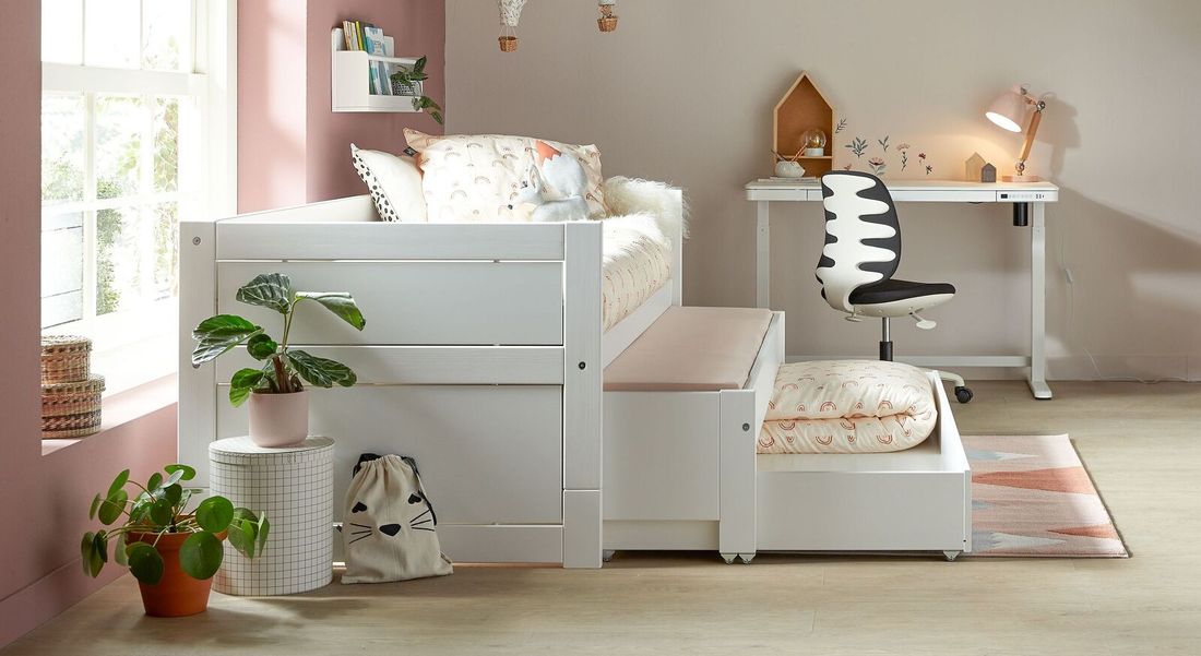LIFETIME Kojenbett-Ausziehbett Original Kiefer Massivholz mit Lattenrost