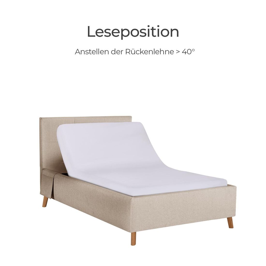 Einzelbett Henriette Komfort Webstoff mit Pflegebett-Funktion und Lattenrost