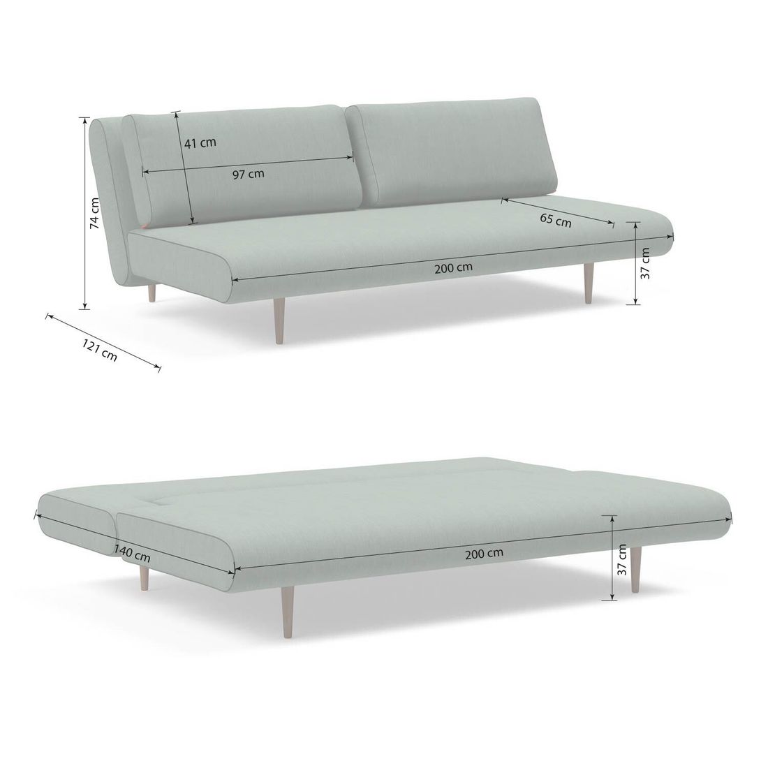 Schlafsofa Chalia Webstoff 200x121x74 cm