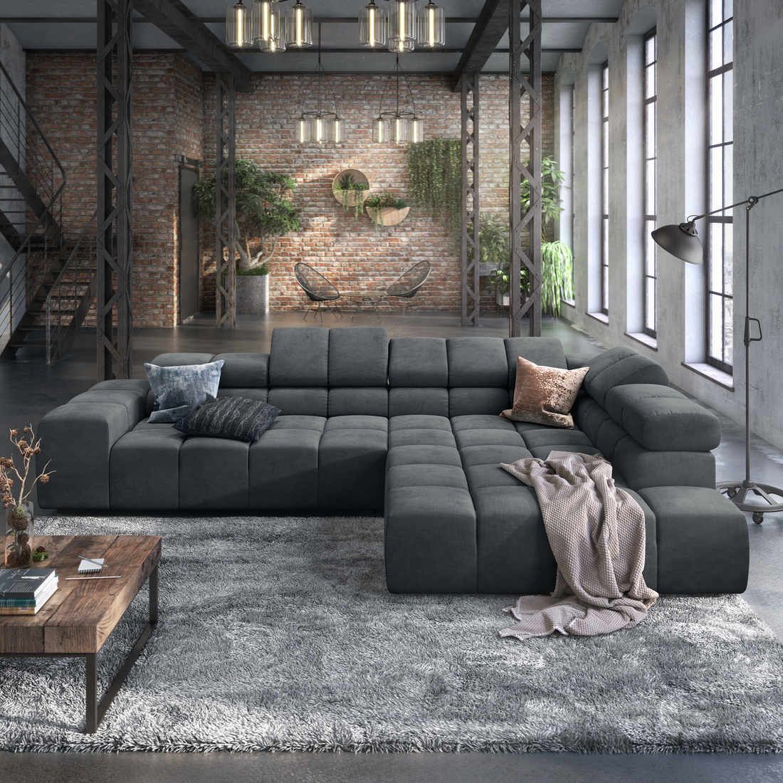 HOMELIV. Ecksofa Charlotta 319x215x82cm Webstoff