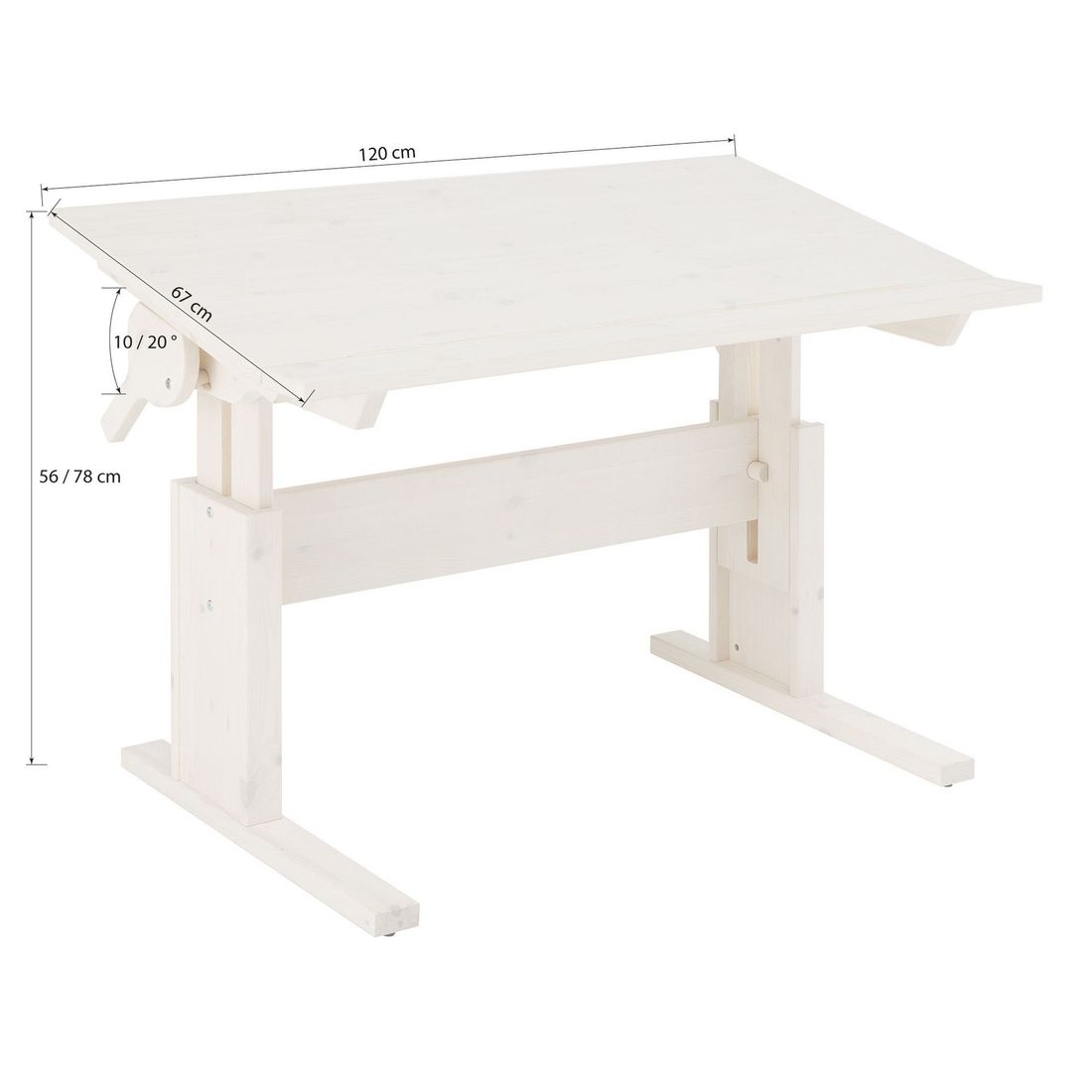 LIFETIME Schreibtisch Original Kiefer Massivholz neigbar