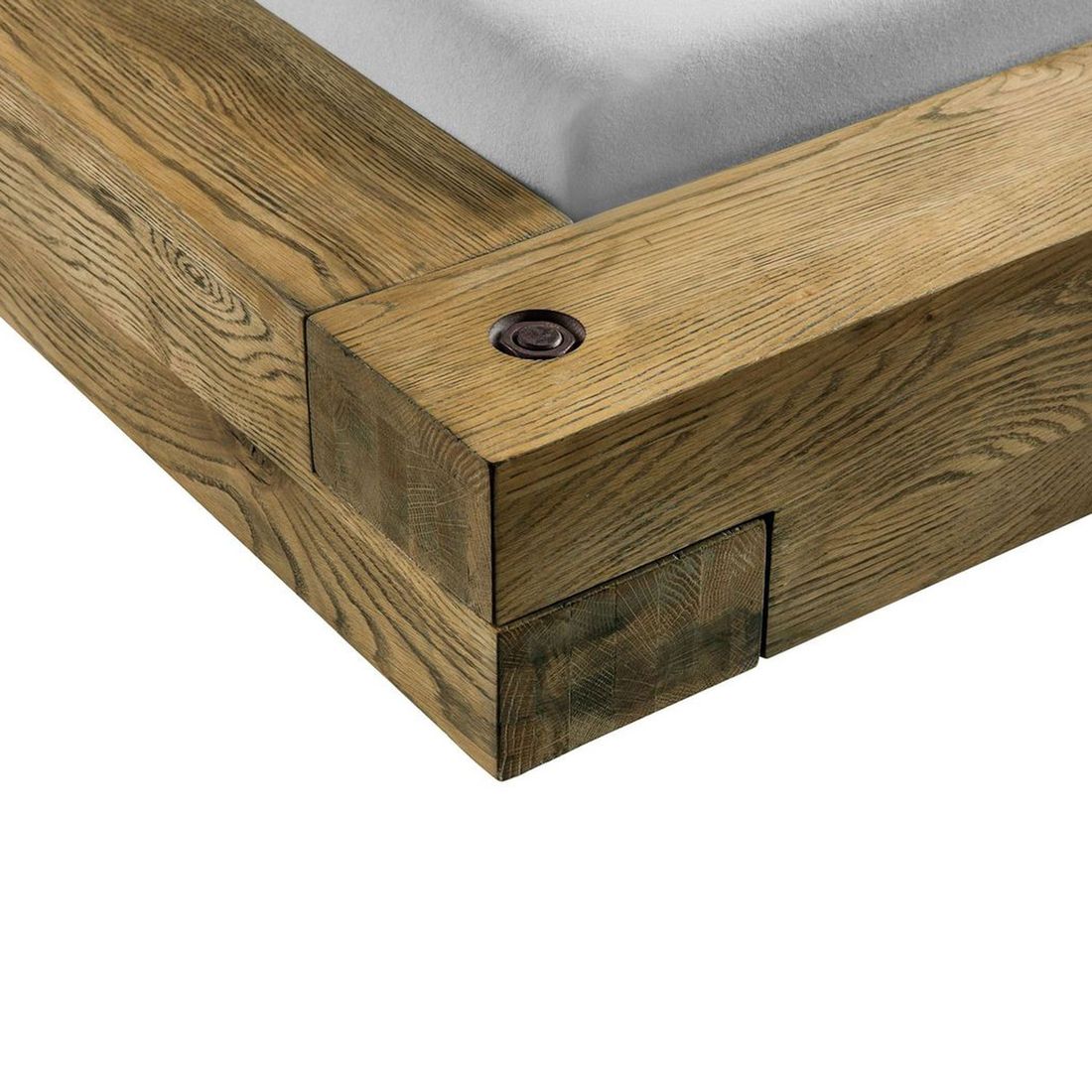 Balkenbett Limeira Wildeiche Vintage Massivholz