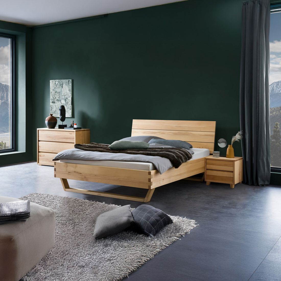 Bett Grimar Komfort Wildbuche Massivholz