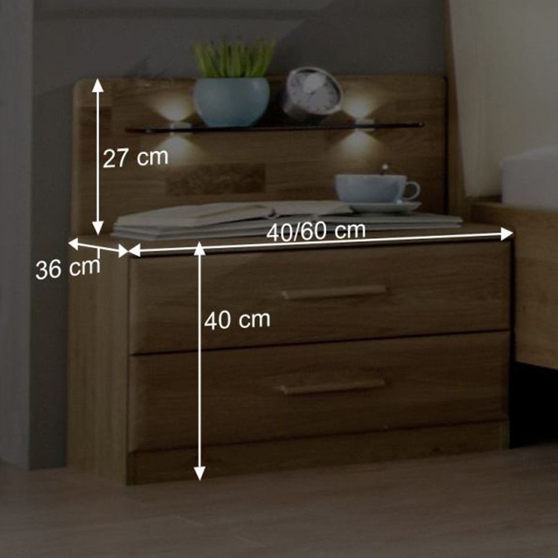 Nachttisch Taras Eiche teilmassiv H 40cm