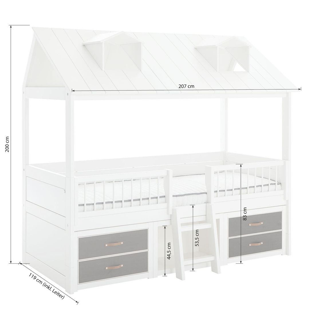 LIFETIME Hausbett Beachhouse Kiefer Massivholz mit Lattenrost