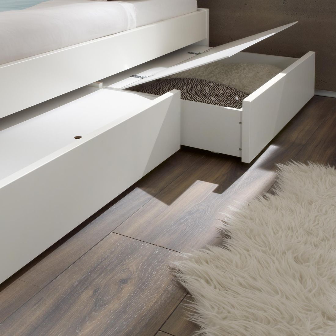 Bett Liverpool Komfort Buche Massivholz mit Schubkasten