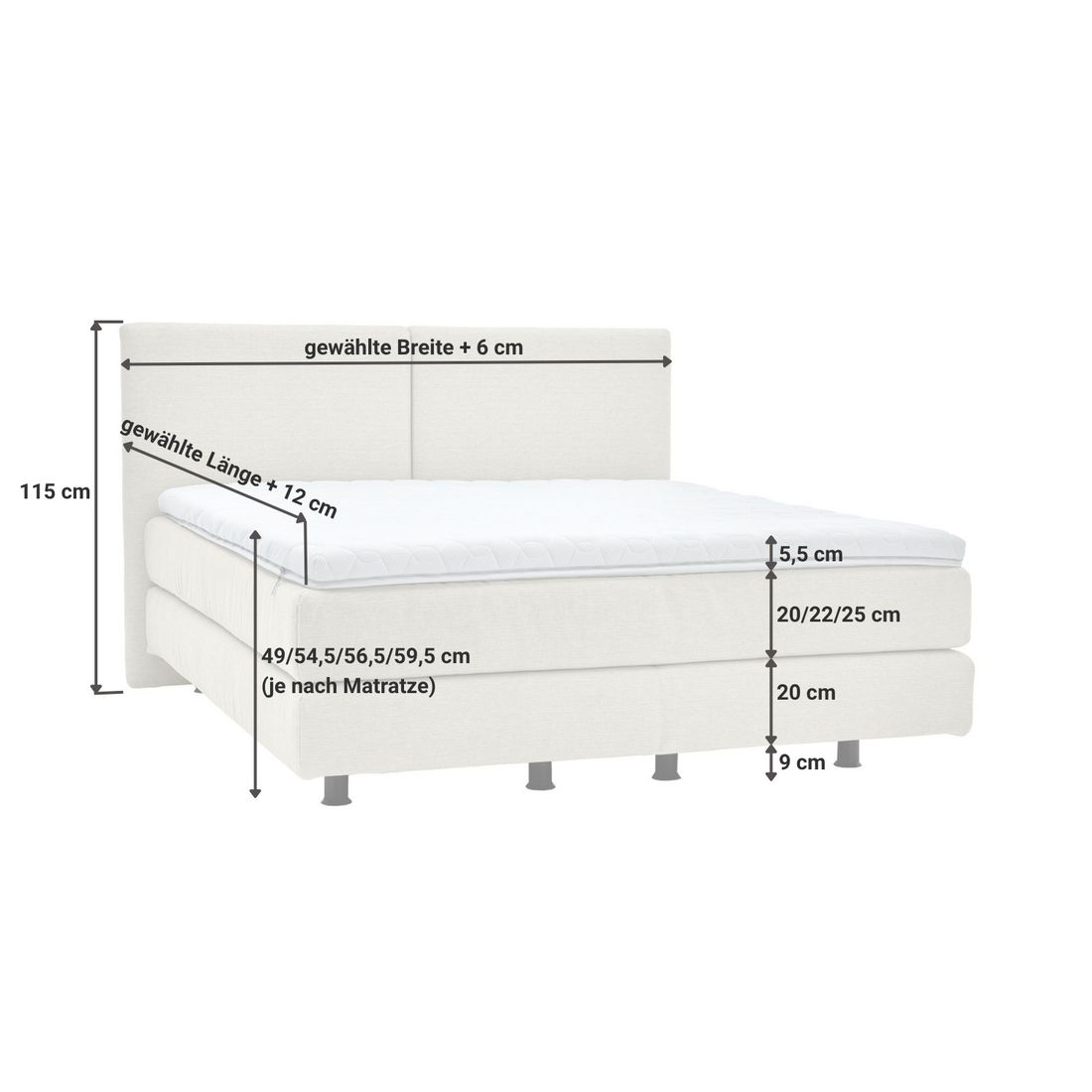 Musterring Boxspringbett Elias Webstoff mit Kopfteil geradlinig