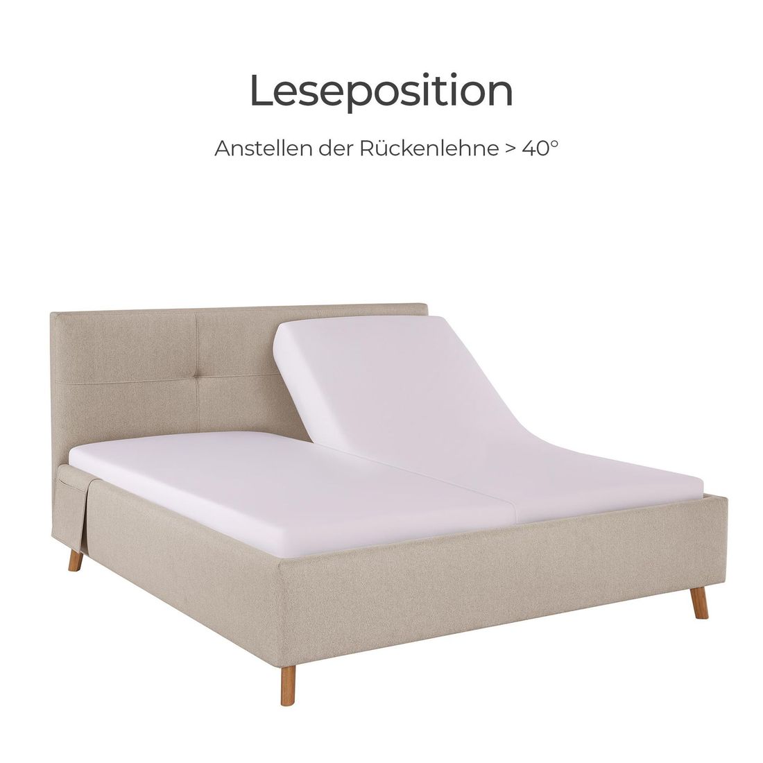Polsterbett Henriette Komfort Webstoff mit Pflegebett-Funktion und Lattenrost