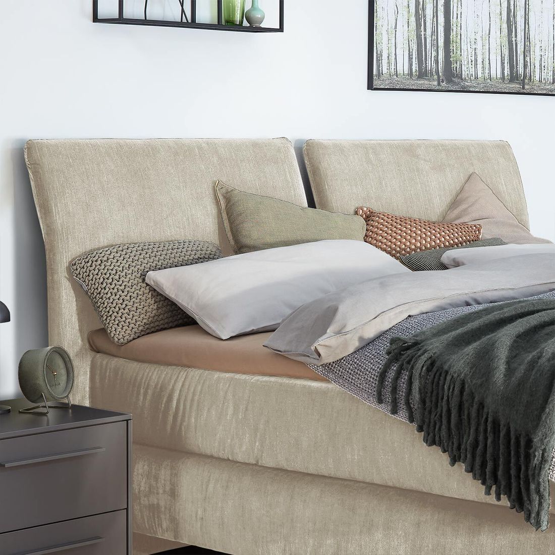 Musterring Boxspringbett Elias Webstoff JAB Kollektion mit Kopfteil geteilt