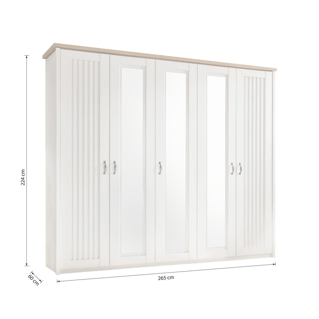 Drehtüren-Kleiderschrank Albin mit Spiegel H 224cm