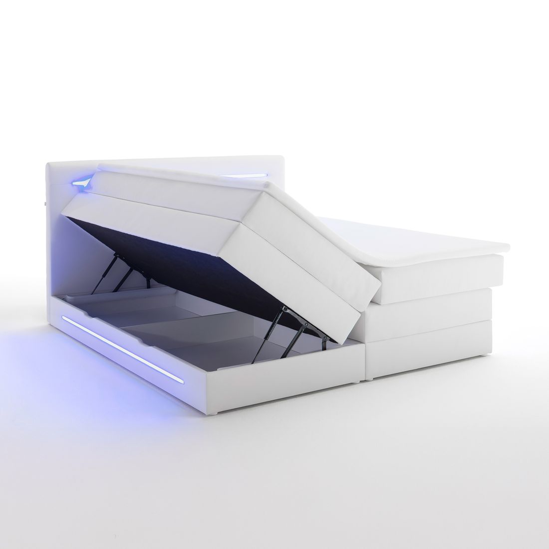 Boxspringbett Tarasco Kunstleder mit Beleuchtung und Bettkasten