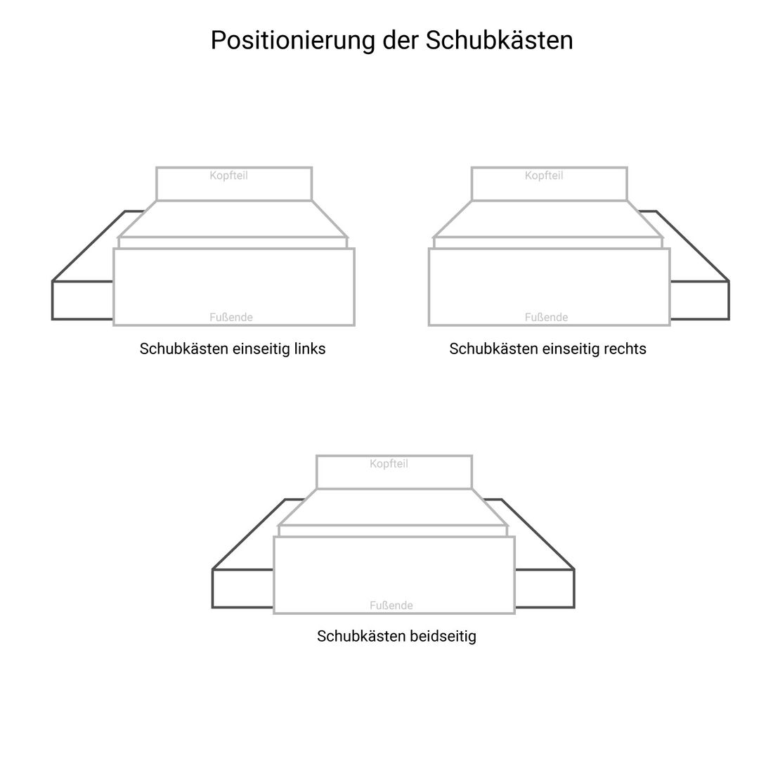 Einzelbett Andalucia Komfort Kernbuche Massivholz ohne Kopteil mit Schubkasten