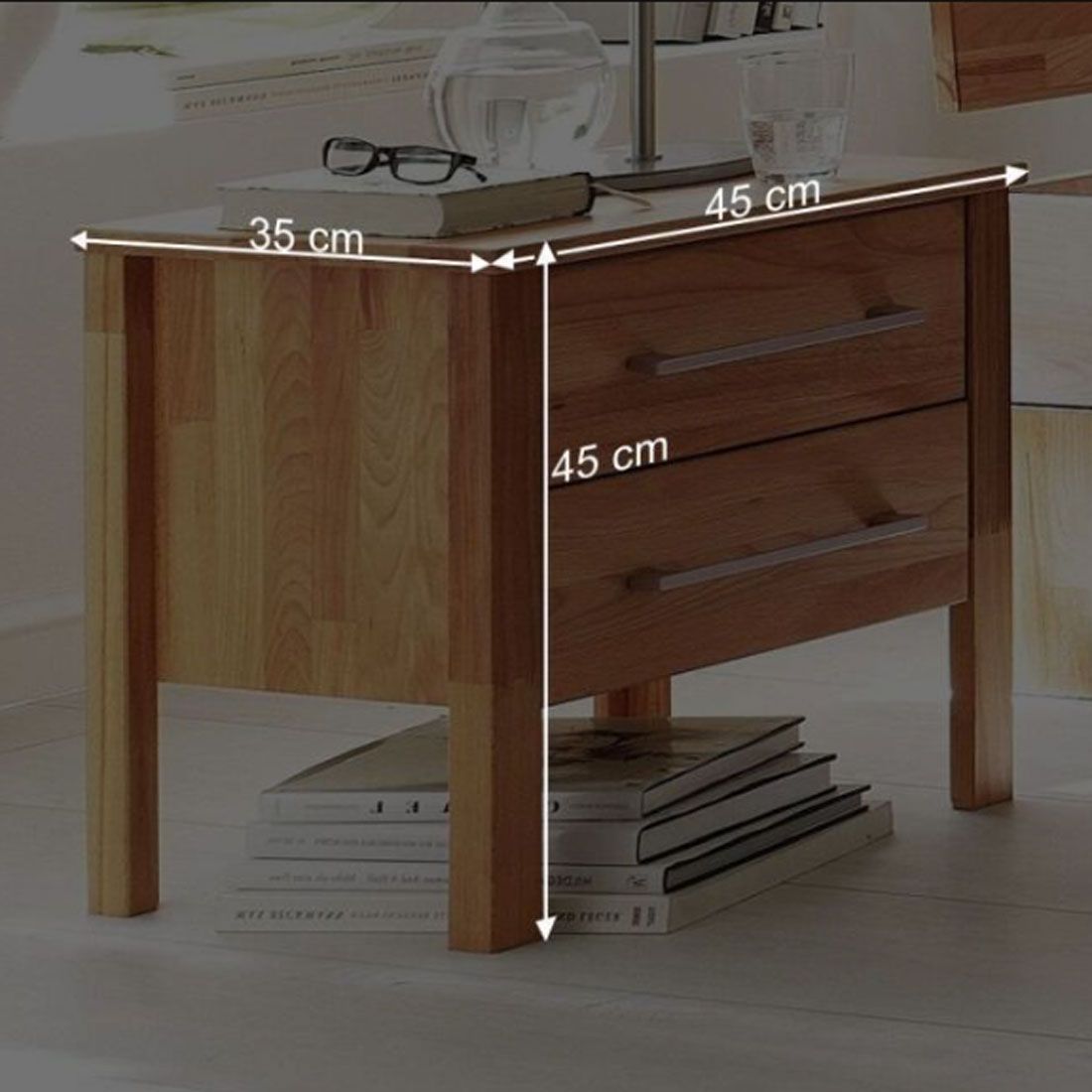 HOMELIV. Nachttisch Halvar Kernbuche Massivholz H 45cm