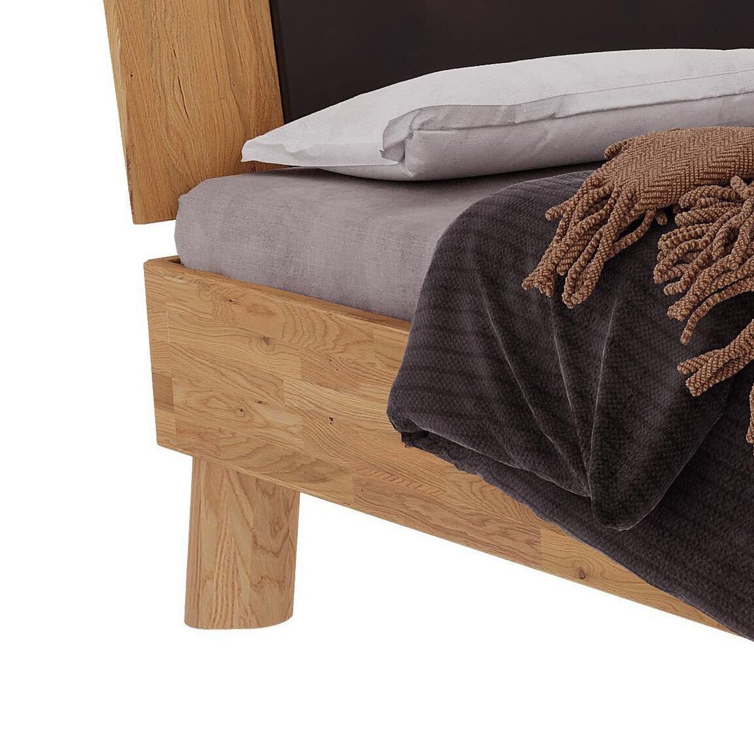 HOMELIV. Einzelbett Keno Komfort Wildeiche Massivholz
