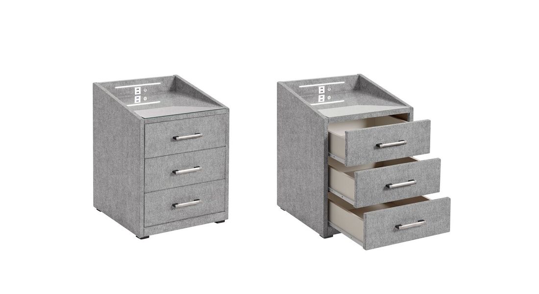 Polsternachttisch Cody Webstoff H 61cm mit LED-Beleuchtung und USB-Anschluss