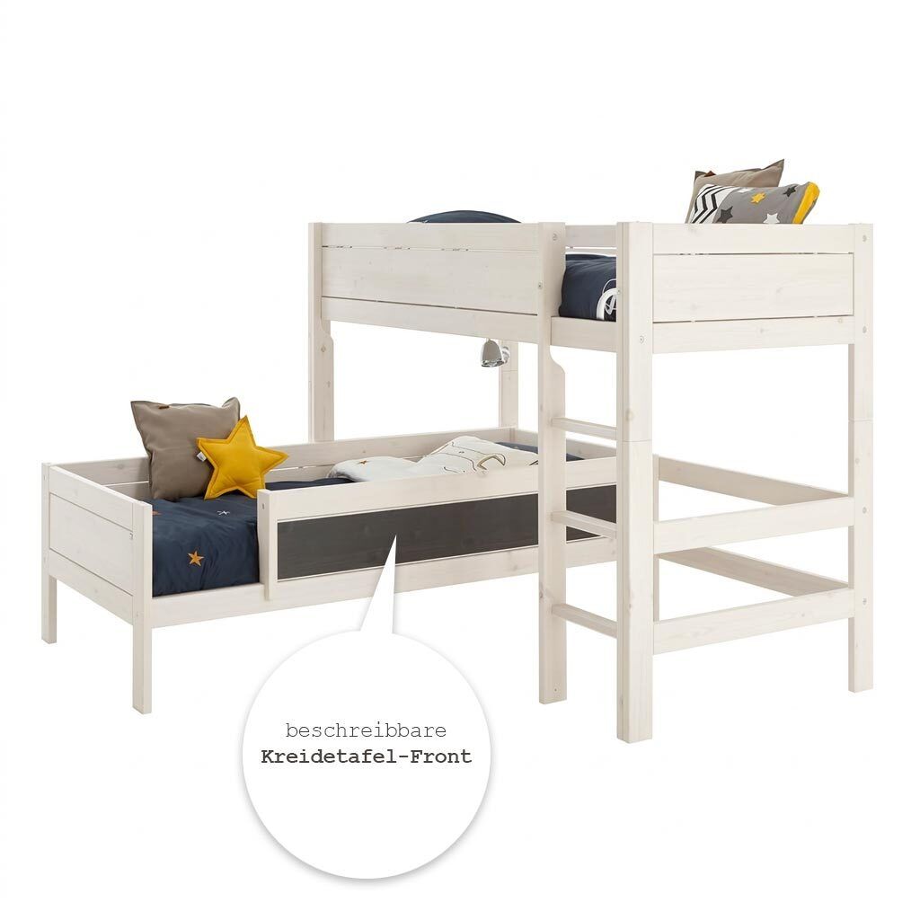 LIFETIME Eck-Etagenbett Original Kiefer Massivholz mit Lattenrost