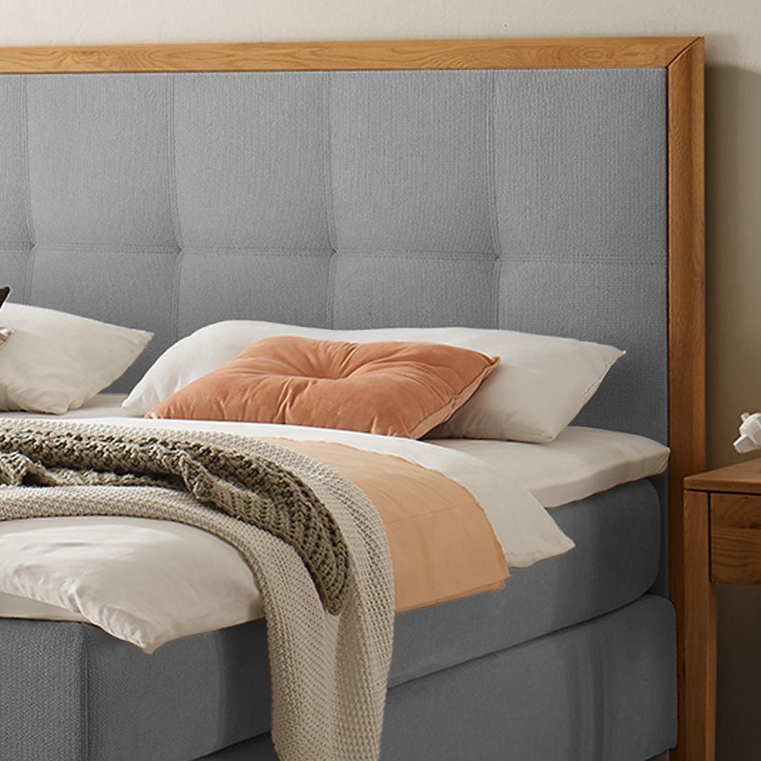Boxspringbett Knossos Velours-Strukturstoff