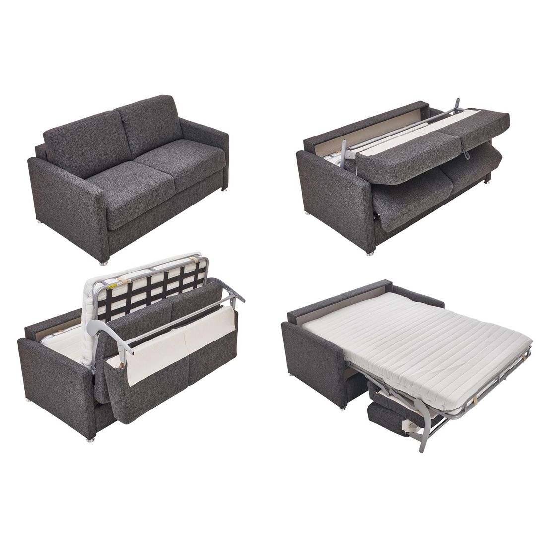 Schlafsofa Tullia Webstoff/Velours mit Lattenrost