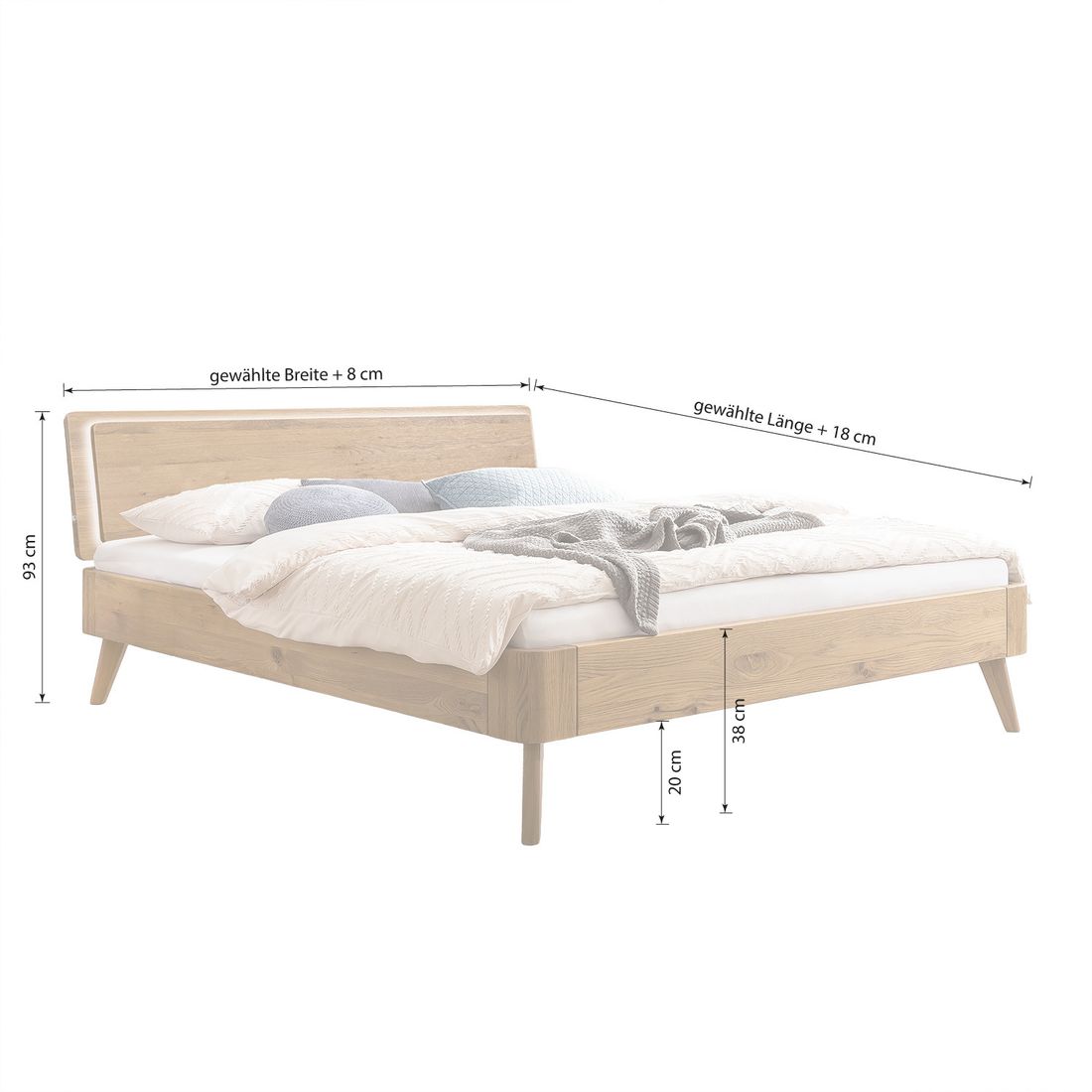 Bett Dosima Wildeiche Massivholz mit Beleuchtung