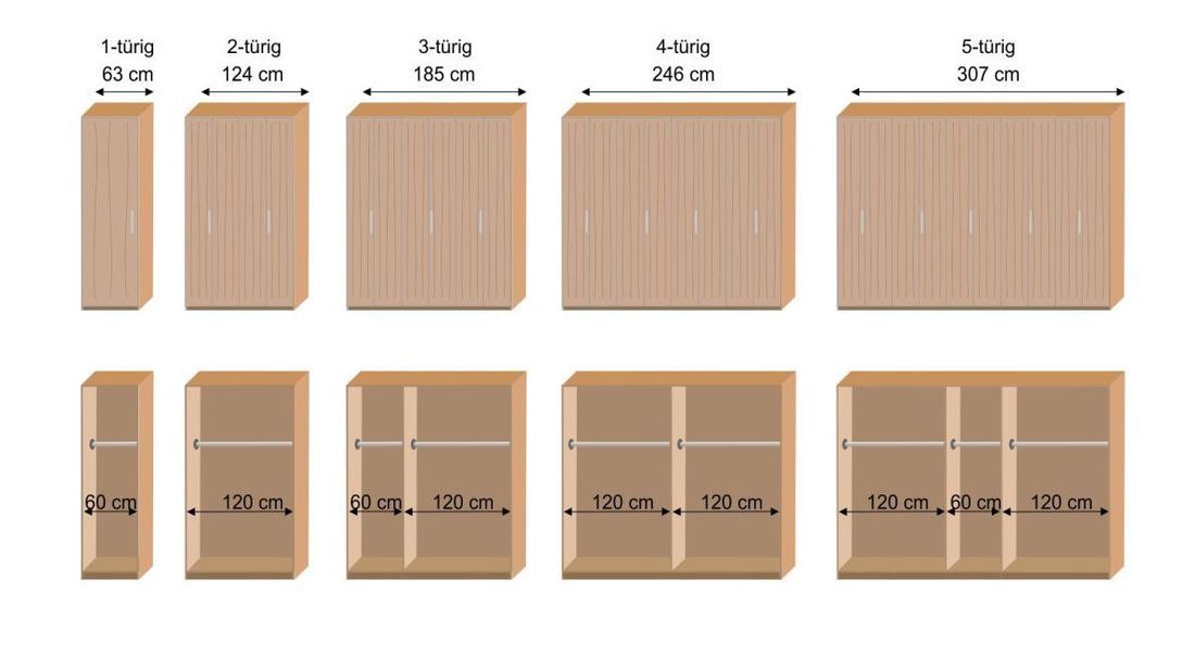 Falttüren-Kleiderschrank Lisana Wildeiche Massivholz