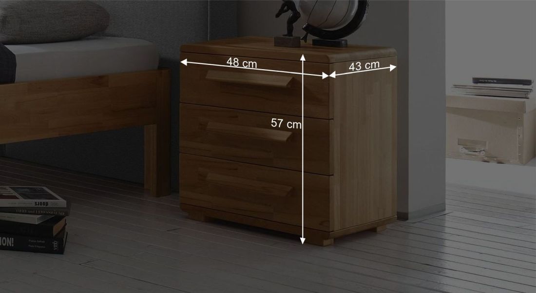 Nachttisch Barra Kernbuche Massivholz H 57 cm
