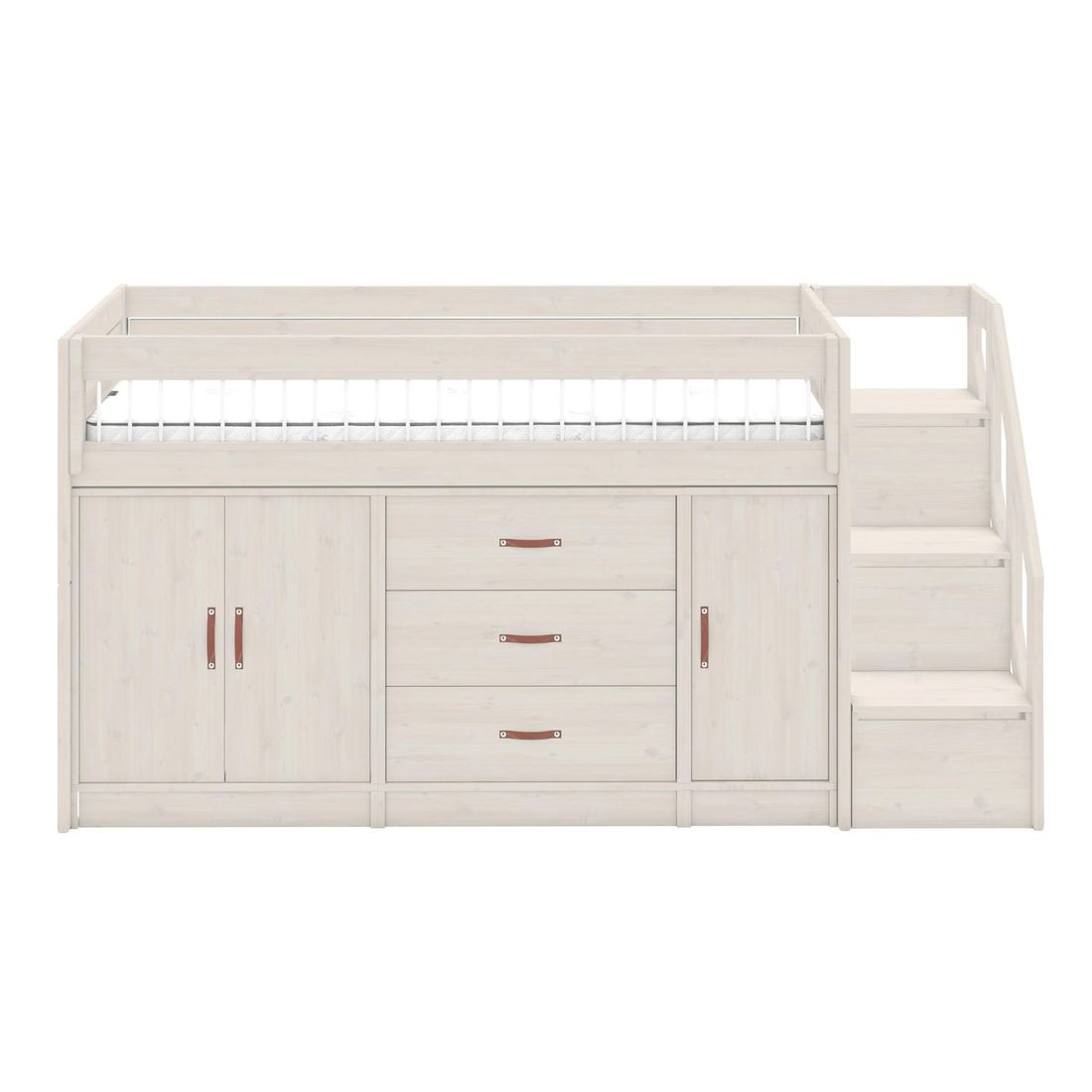 LIFETIME Midi-Hochbett All-In-One Kiefer Massivholz mit Lattenrost