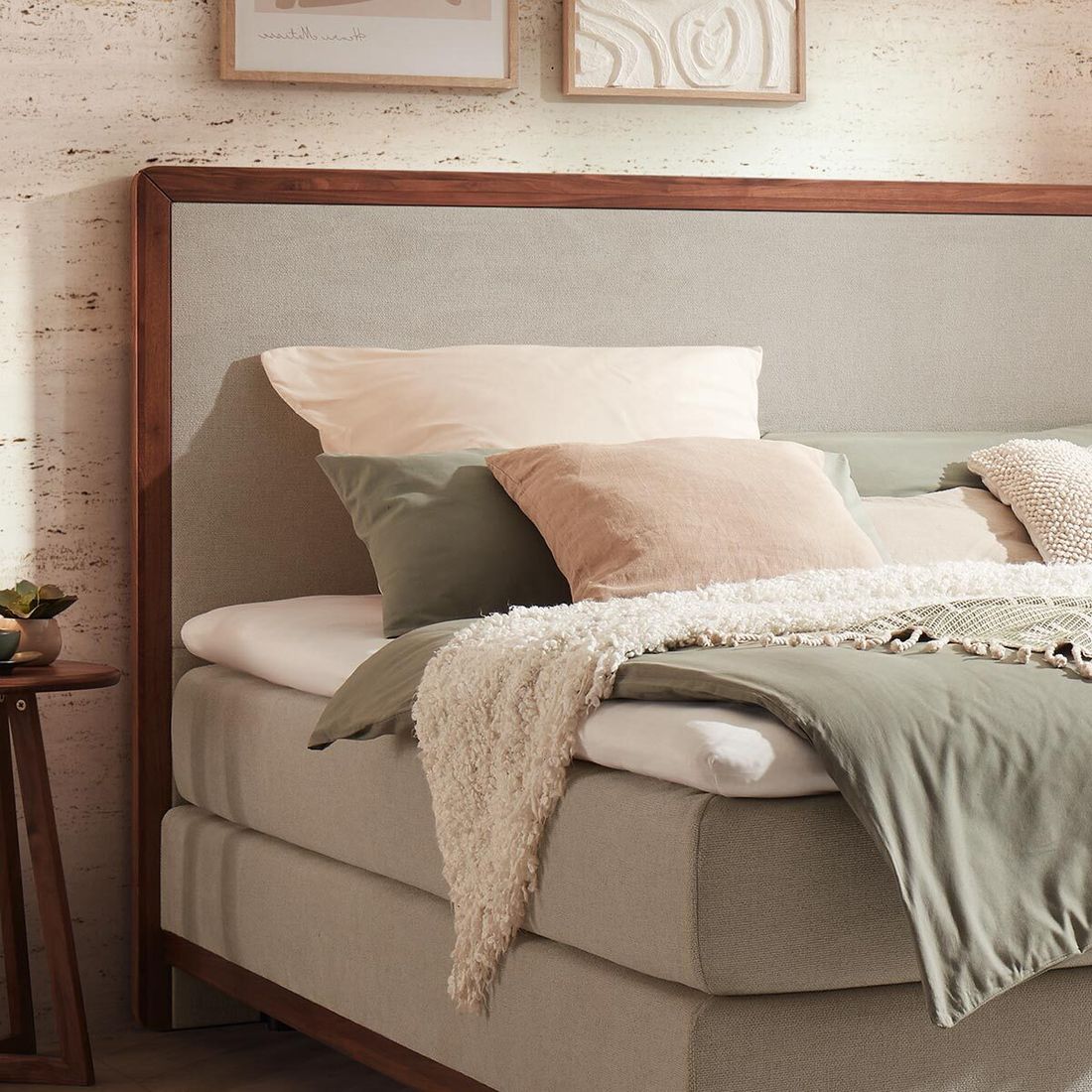 Boxspringbett Learo Velours-Strukturstoff