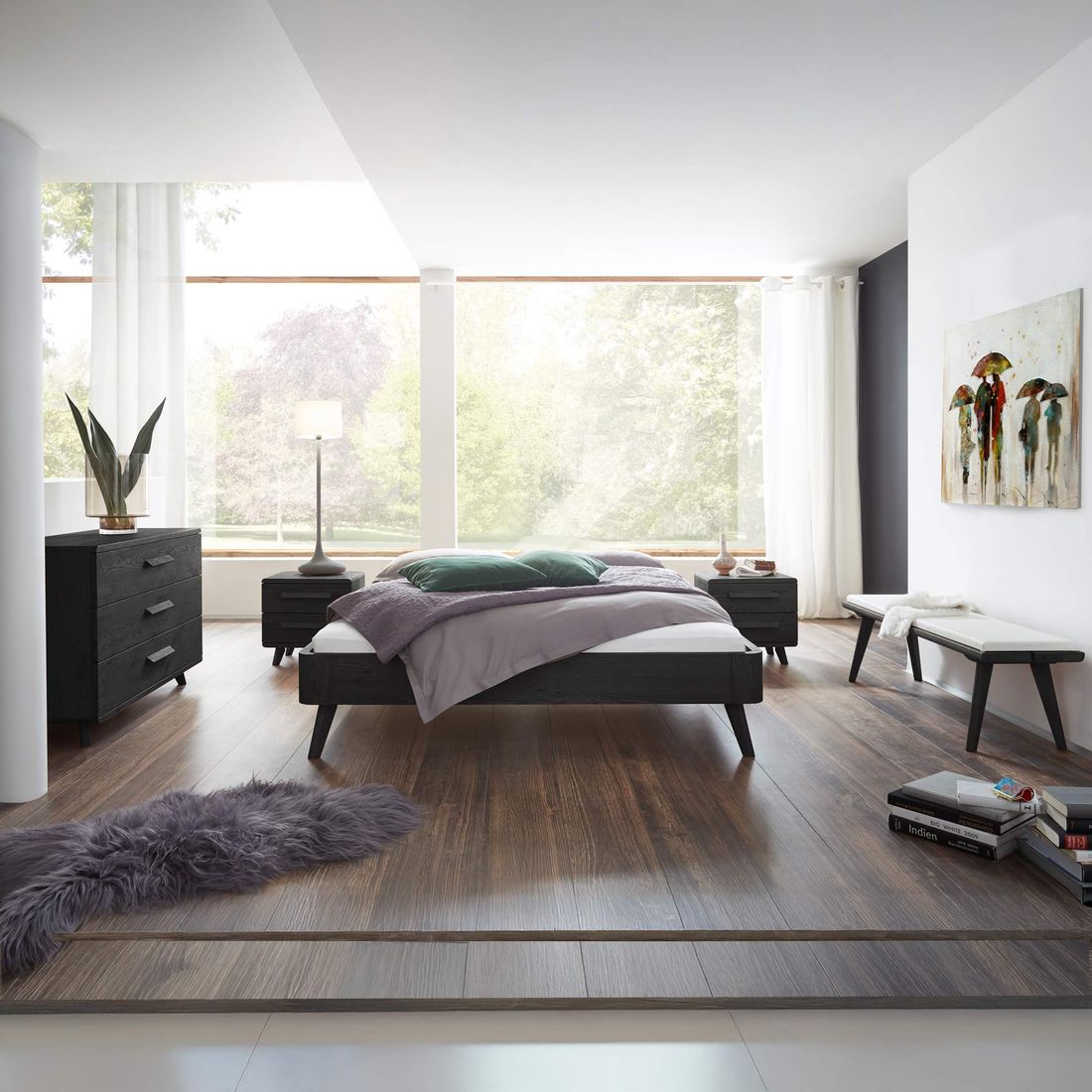 Bett Santa Rosa Eiche Massivholz ohne Kopfteil