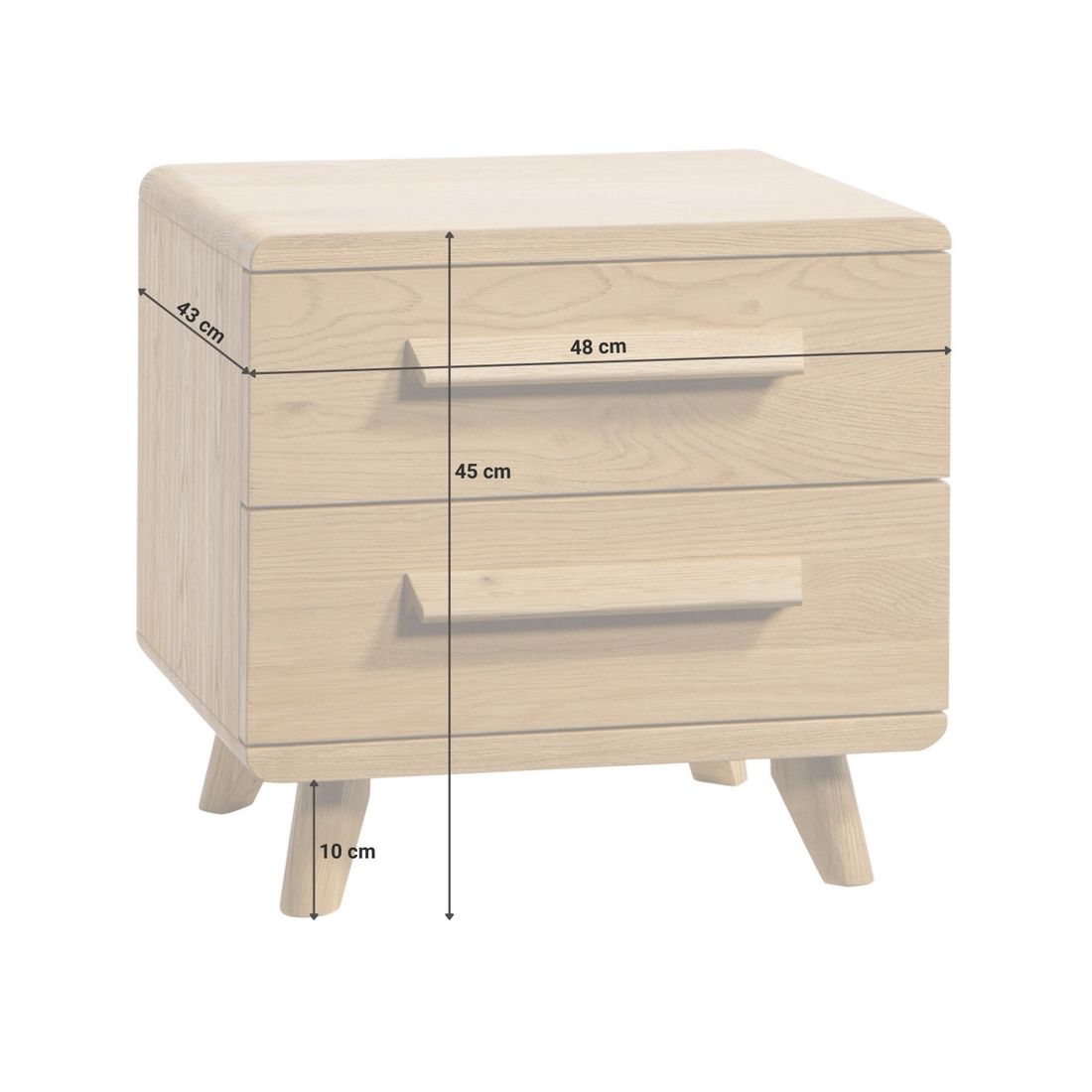 Nachttisch Teko Eiche Massivholz H 45cm