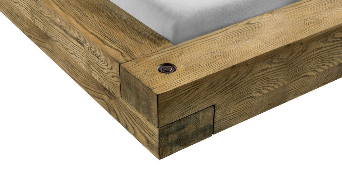 Balkenbett Valdivia Komfort Wildeiche Vintage Massivholz