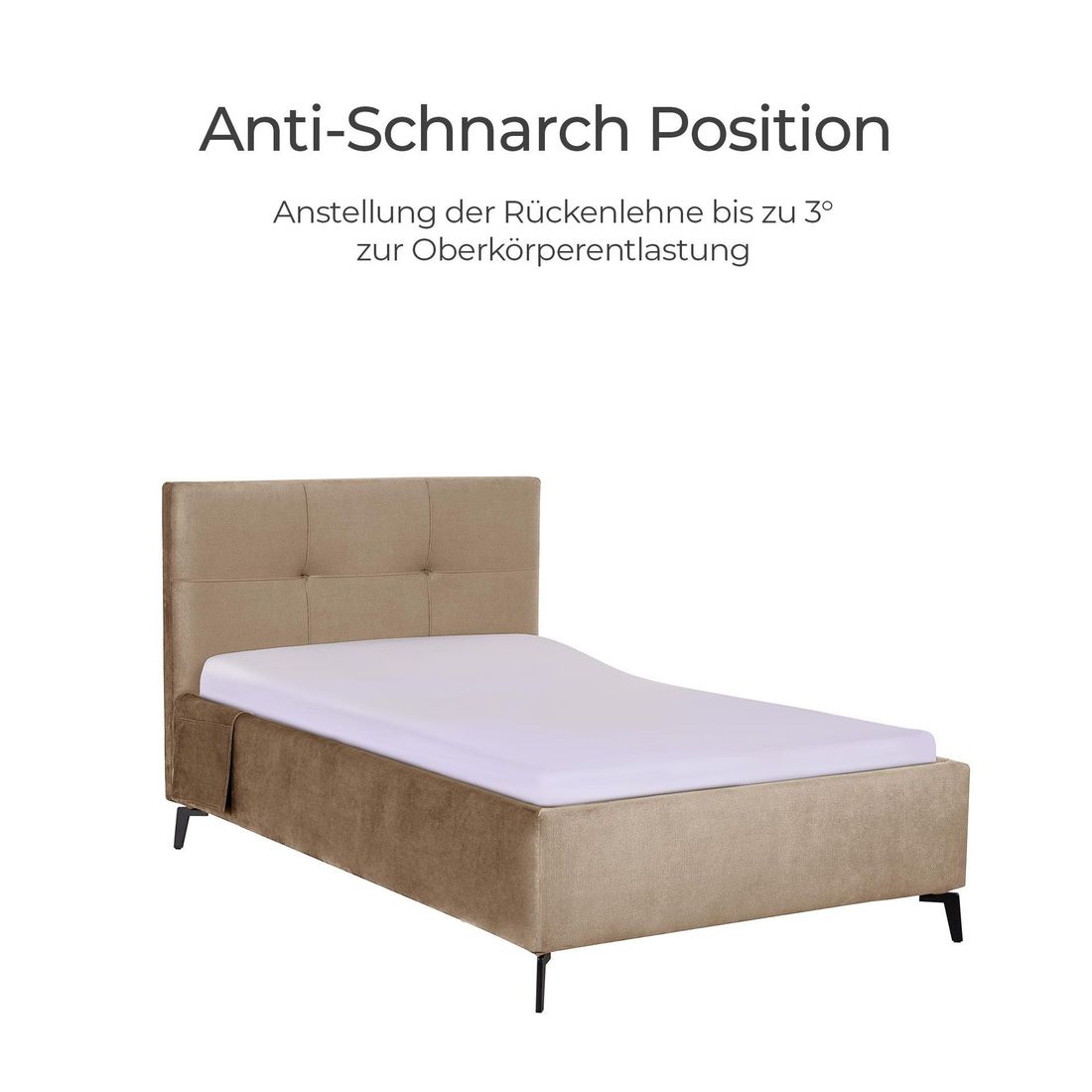 Polsterbett Josephine Komfort Velours mit Pflegebett-Funktion und Lattenrost