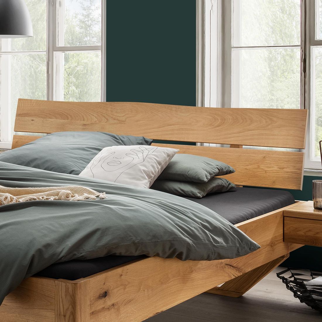 Bett Harek Komfort Wildeiche Massivholz