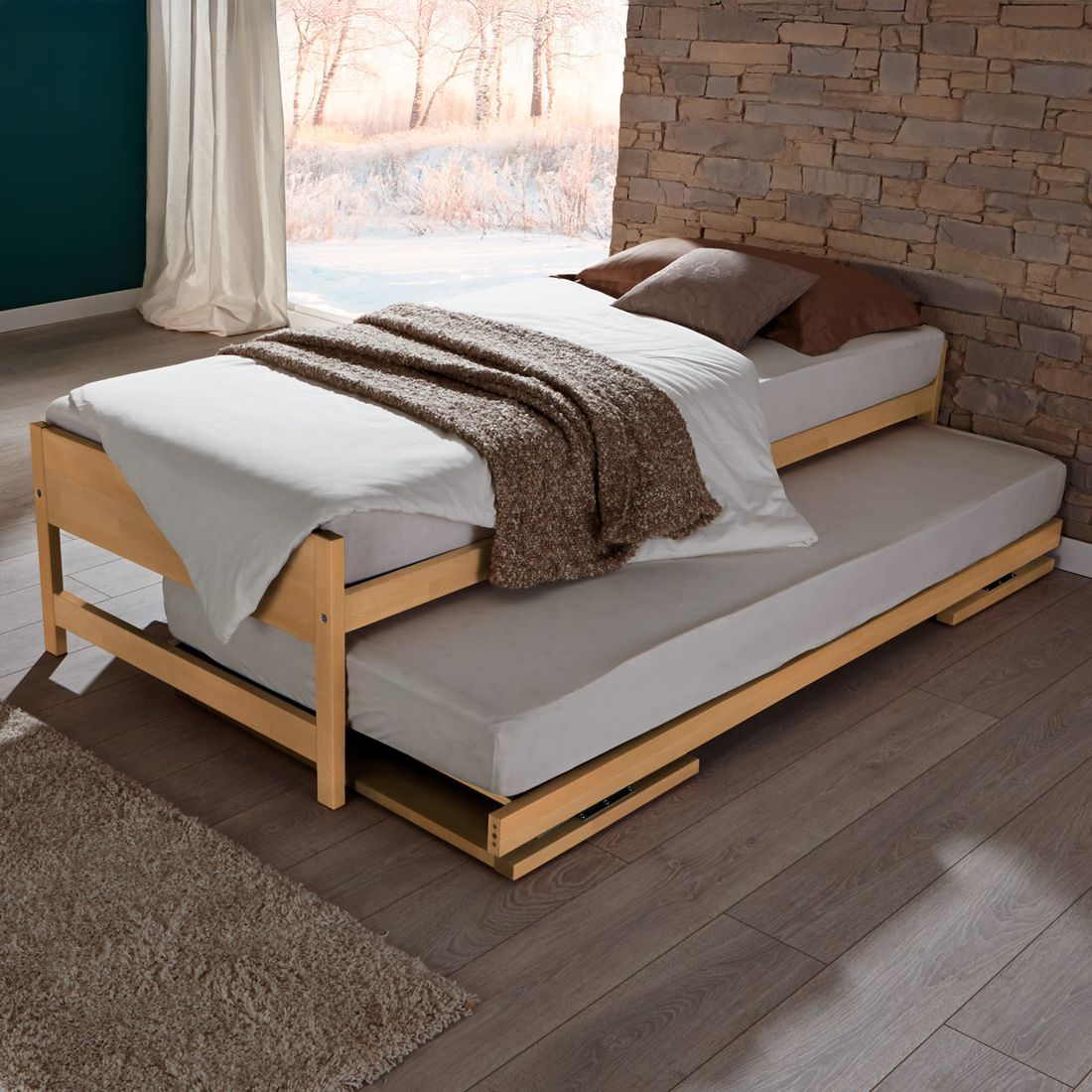 Ausziehbett On Top Buche Massivholz mit Lattenrost