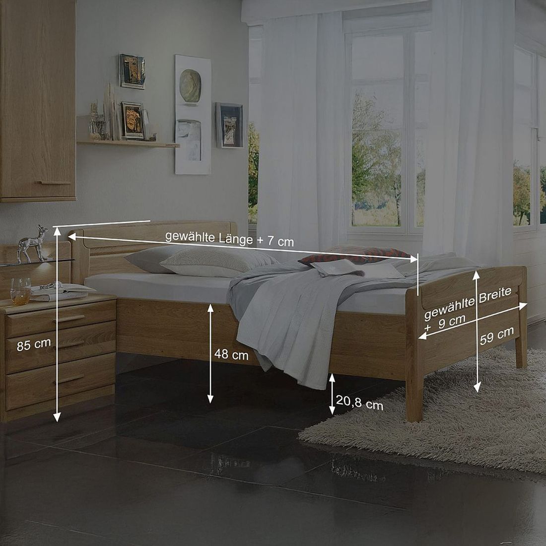 Seniorenbett Agaro Komfort Eiche teilmassiv