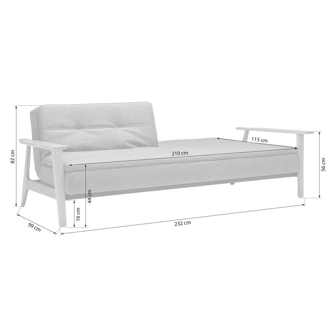 Schlafsofa Alexie Webstoff 232x99x82 cm