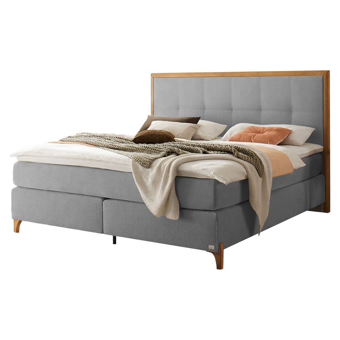 Boxspringbett Knossos Velours-Strukturstoff