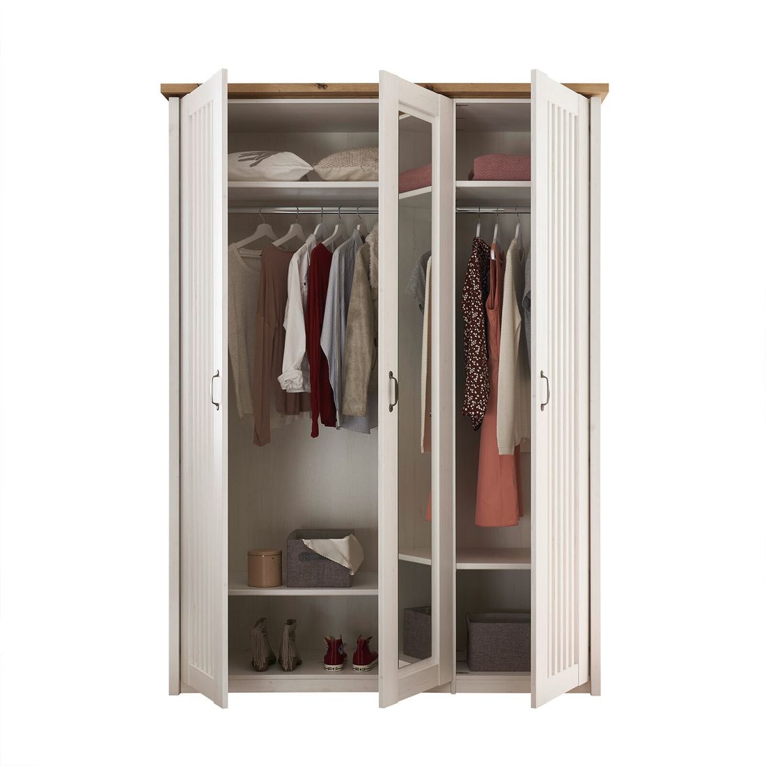 Drehtüren-Kleiderschrank Albin mit Spiegel