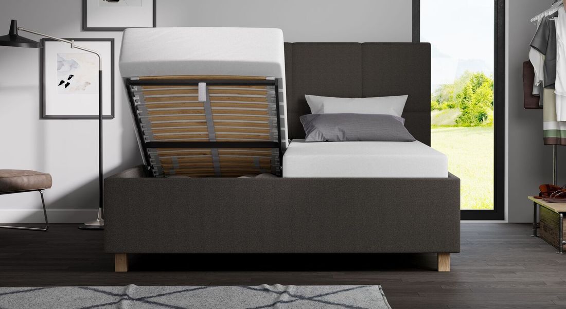SCHLARAFFIA Polsterbett Chicago Komfort Microvelours mit Bettkasten und Lattenrost