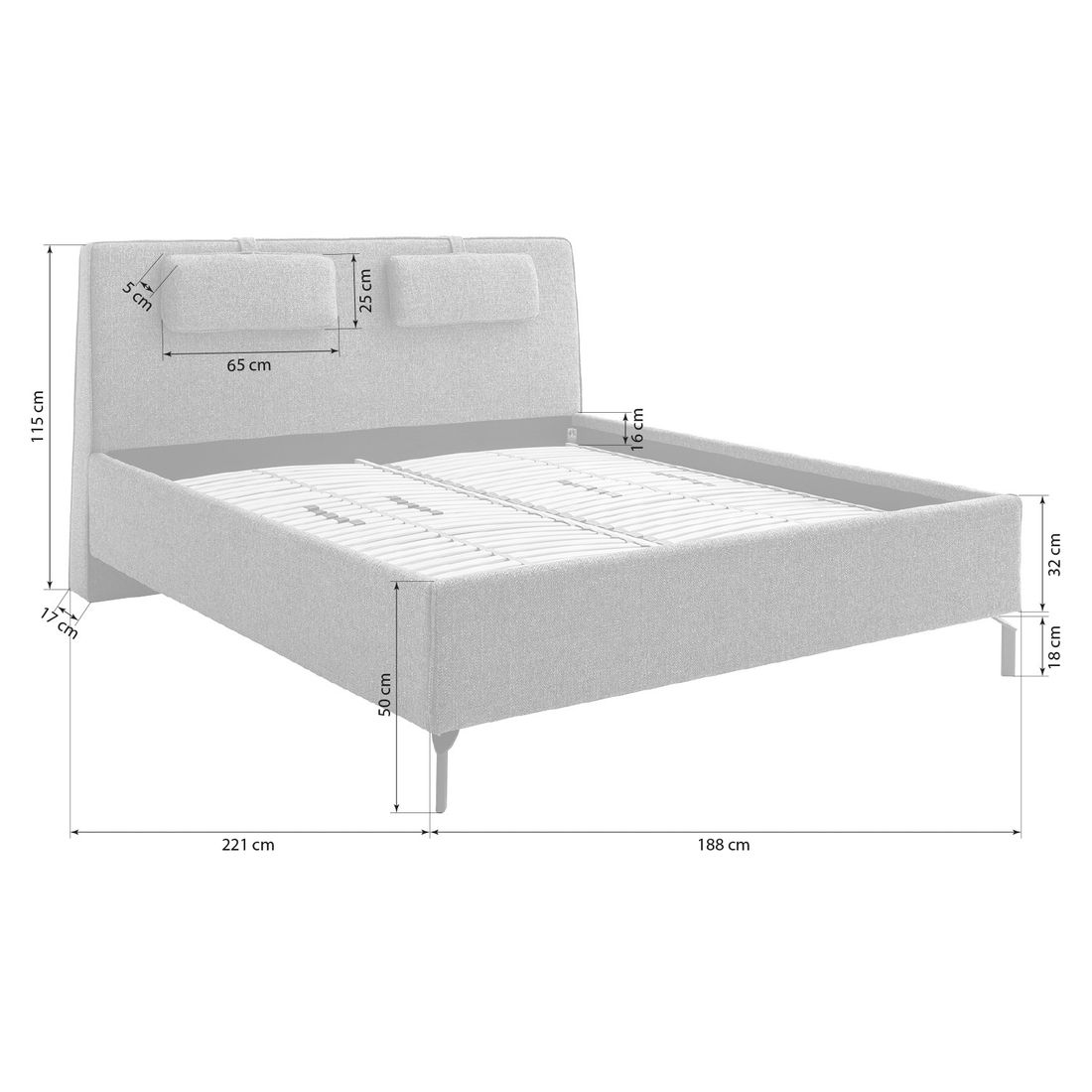 SCHÖNER WOHNEN-Kollektion Polsterbett Madrid Komfort Webstoff 180x200 cm