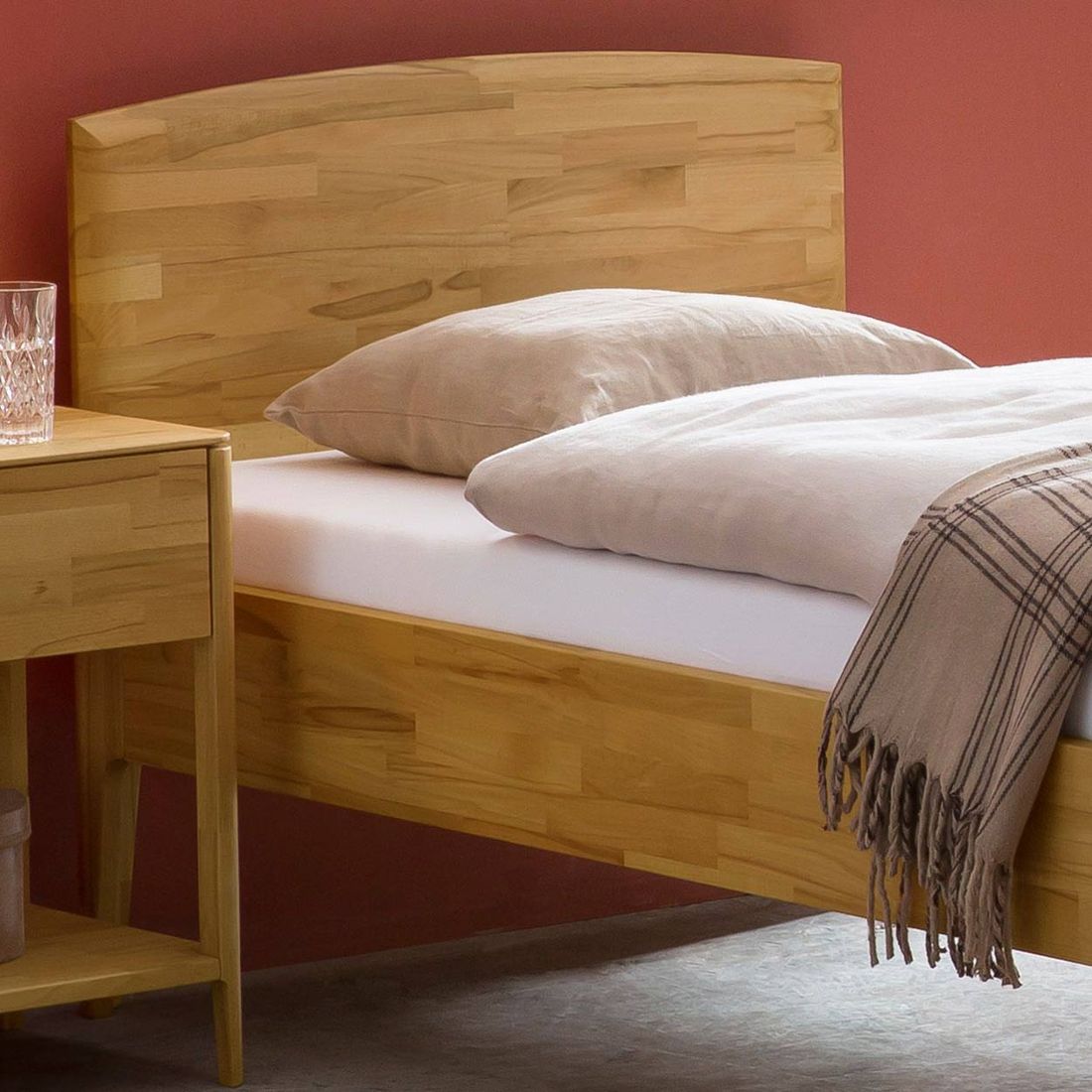 Einzelbett Brunon Komfort Kernbuche Massivholz
